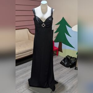 Black Satin Evening Gown